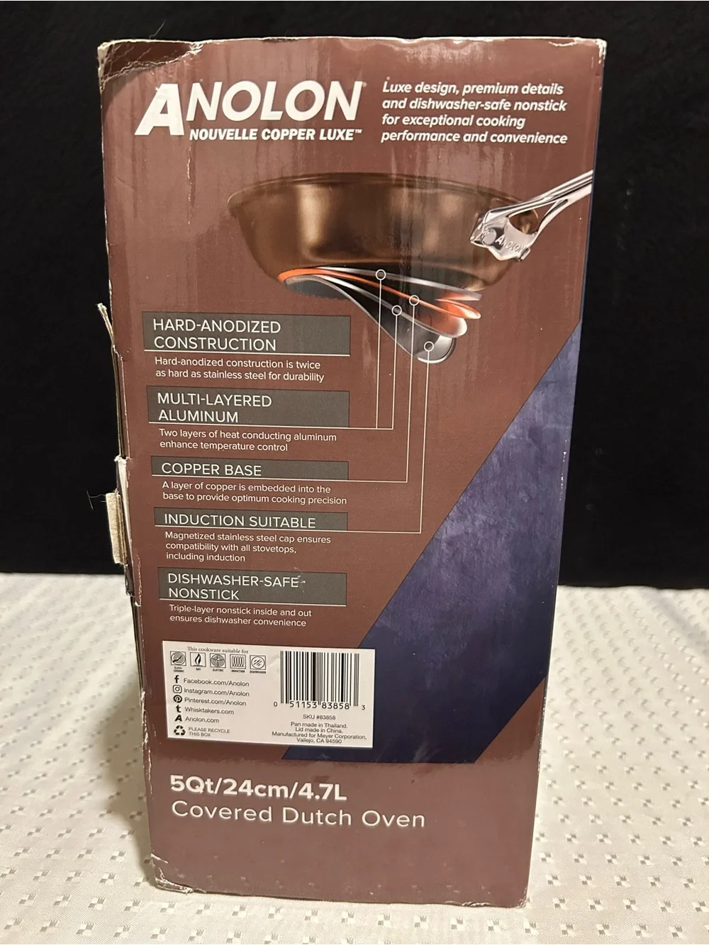 Anolon Nouvelle Copper Luxe 5qt Dutch Oven with Lid Brand New In Box
